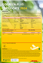 DHL「GoGreen Plus」の証明書が発行されました